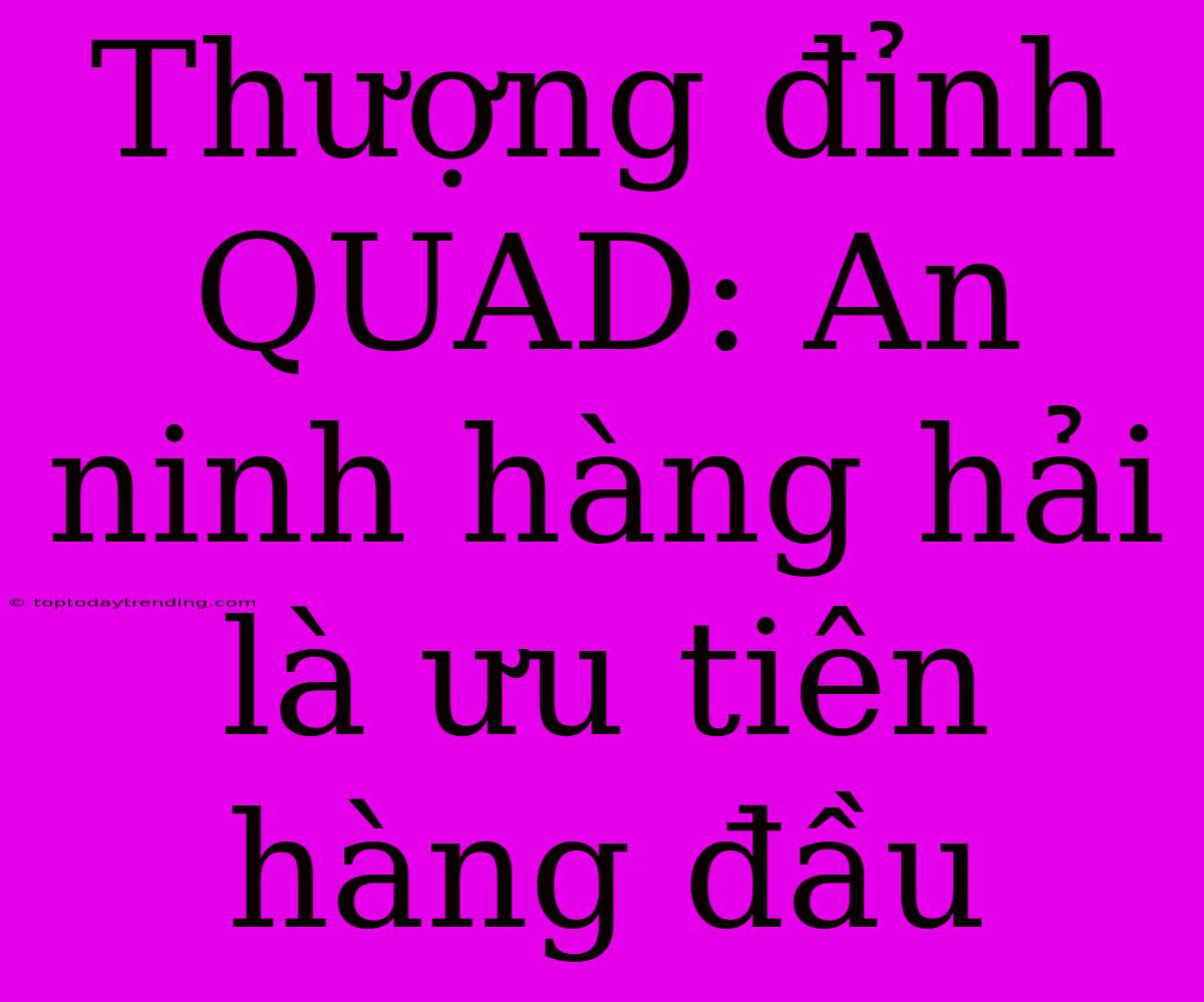 Thượng Đỉnh QUAD: An Ninh Hàng Hải Là Ưu Tiên Hàng Đầu