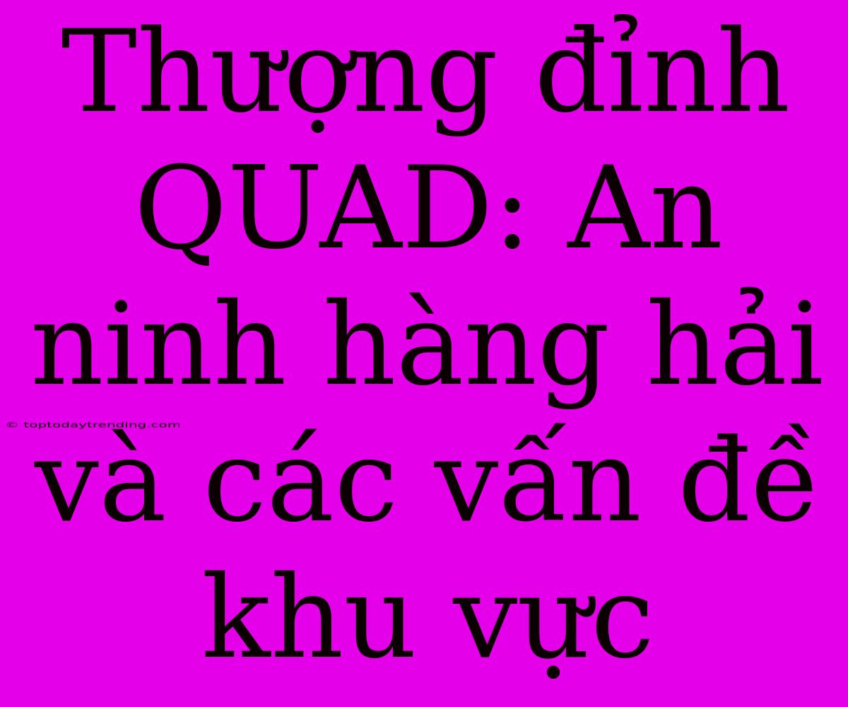 Thượng Đỉnh QUAD: An Ninh Hàng Hải Và Các Vấn Đề Khu Vực