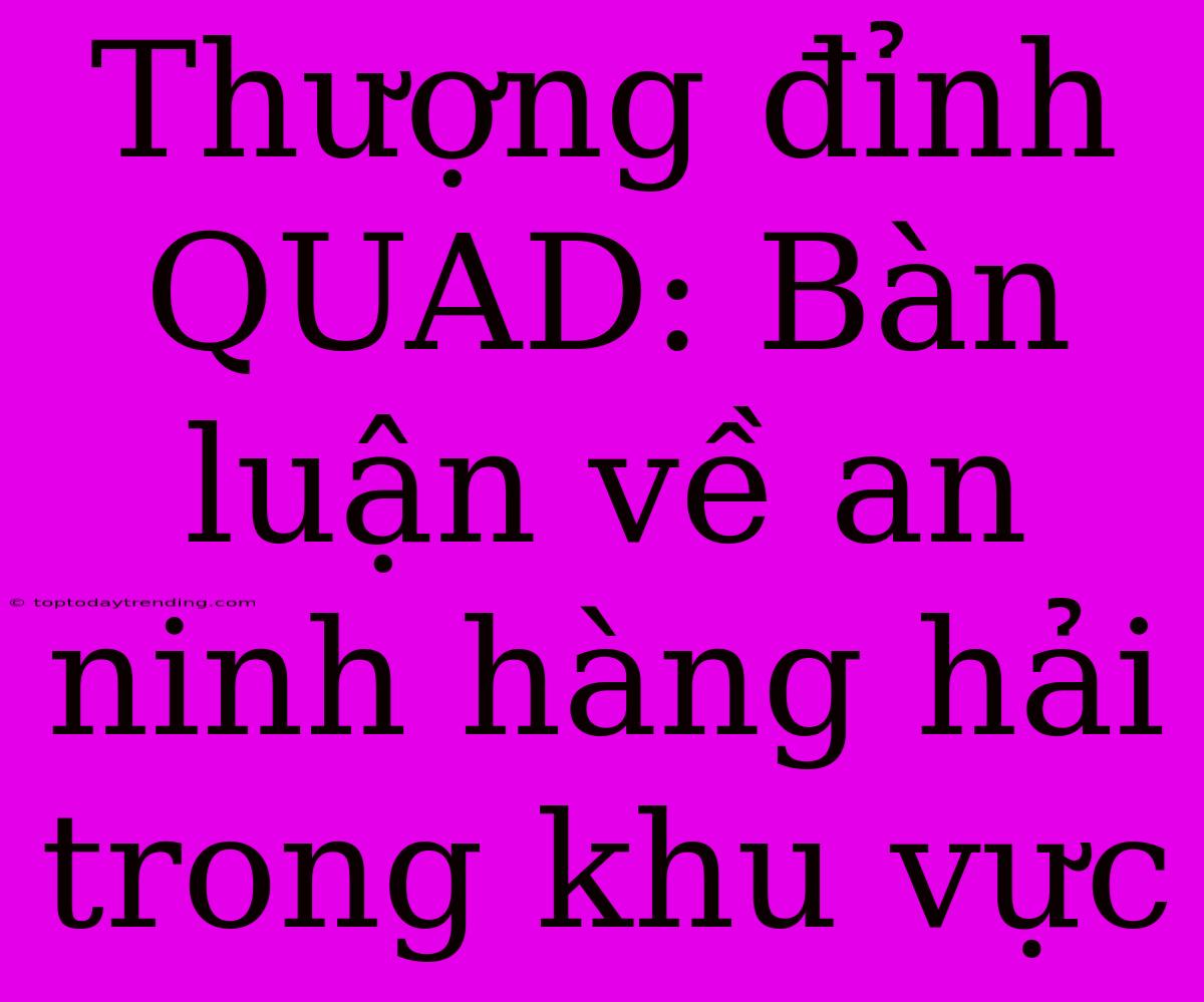 Thượng Đỉnh QUAD: Bàn Luận Về An Ninh Hàng Hải Trong Khu Vực