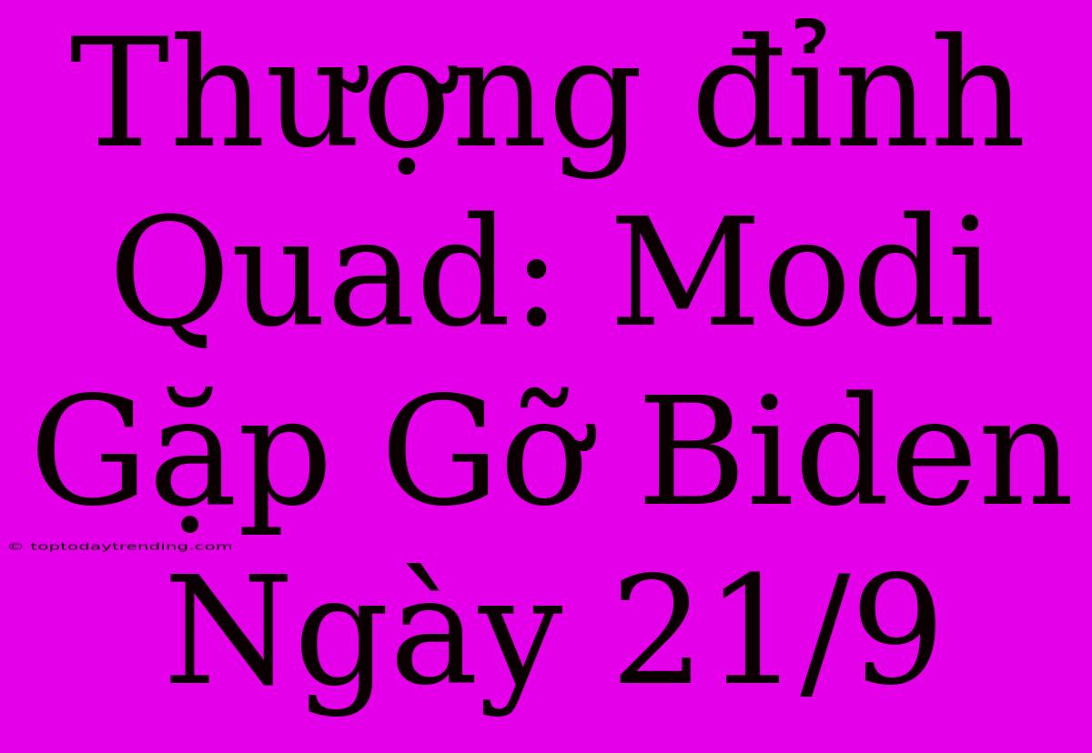 Thượng Đỉnh Quad: Modi Gặp Gỡ Biden Ngày 21/9