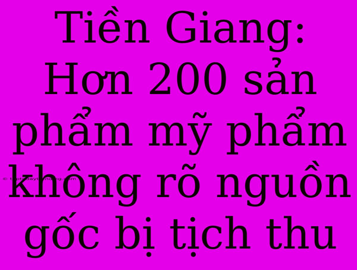 Tiền Giang: Hơn 200 Sản Phẩm Mỹ Phẩm Không Rõ Nguồn Gốc Bị Tịch Thu