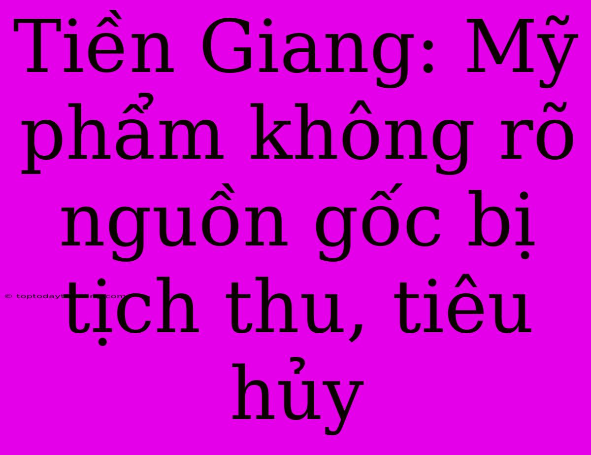 Tiền Giang: Mỹ Phẩm Không Rõ Nguồn Gốc Bị Tịch Thu, Tiêu Hủy