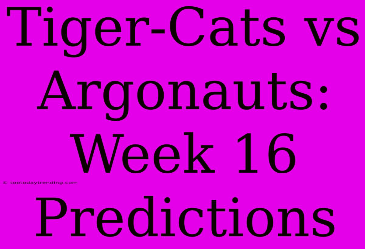 Tiger-Cats Vs Argonauts: Week 16 Predictions