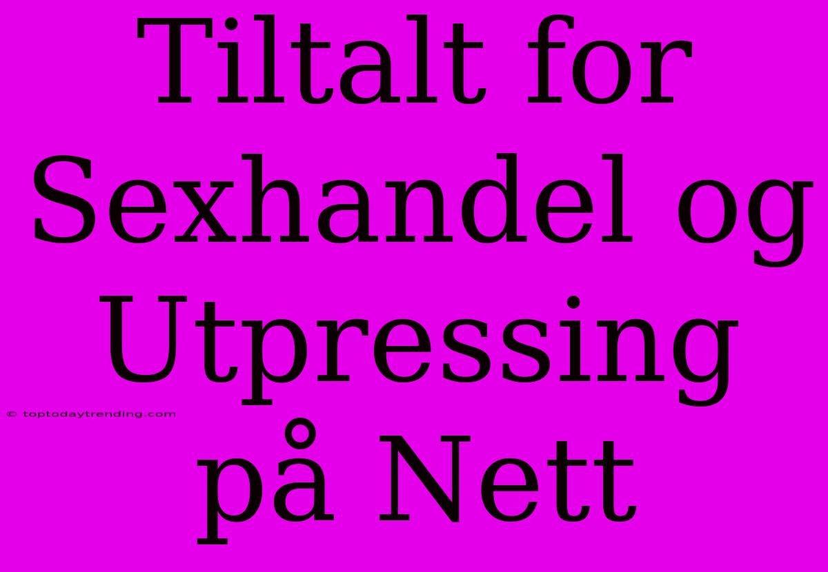 Tiltalt For Sexhandel Og Utpressing På Nett