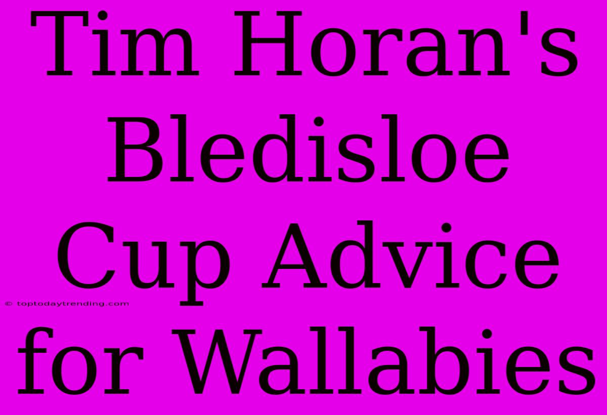 Tim Horan's Bledisloe Cup Advice For Wallabies