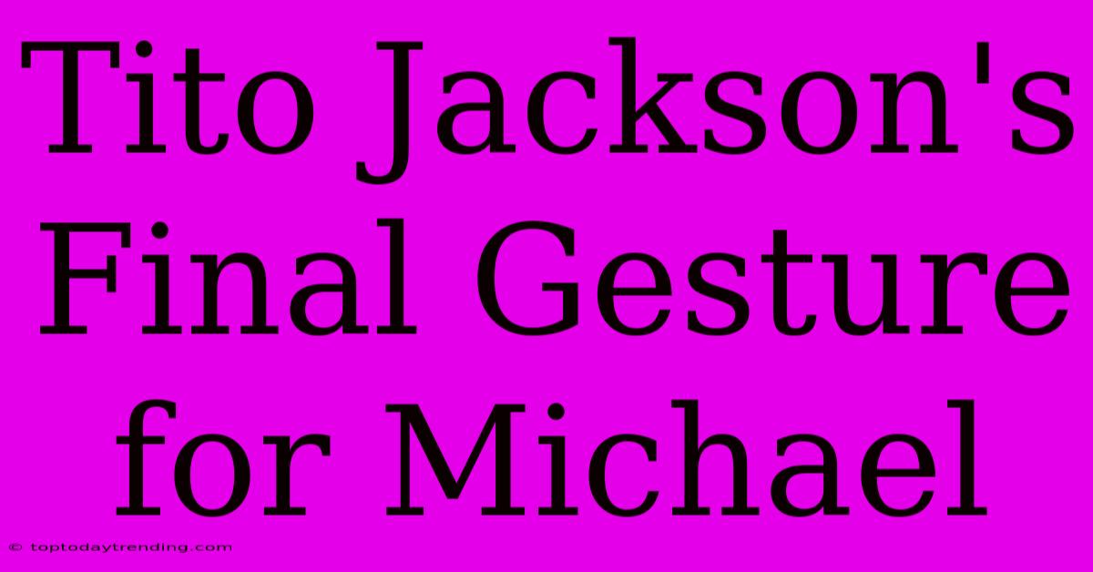 Tito Jackson's Final Gesture For Michael