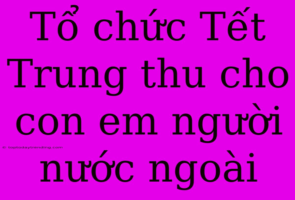 Tổ Chức Tết Trung Thu Cho Con Em Người Nước Ngoài