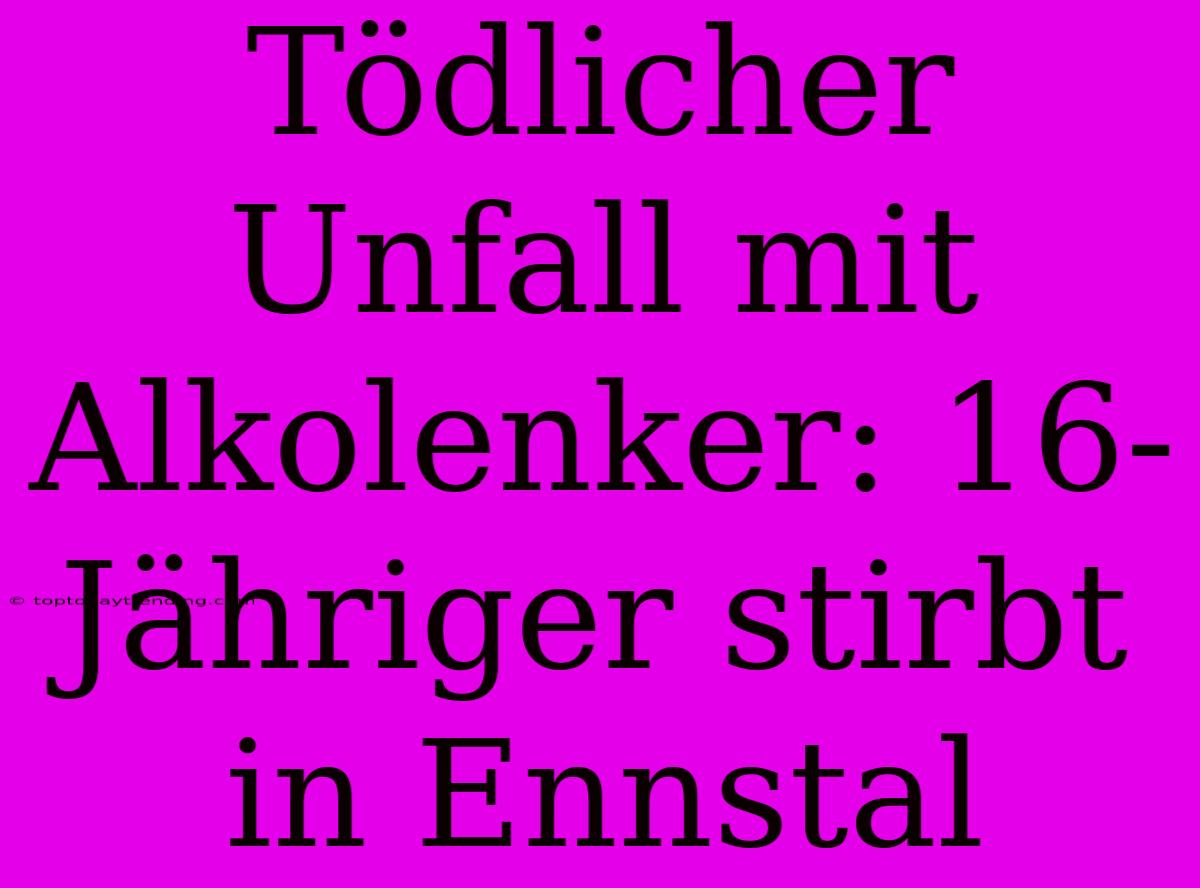 Tödlicher Unfall Mit Alkolenker: 16-Jähriger Stirbt In Ennstal