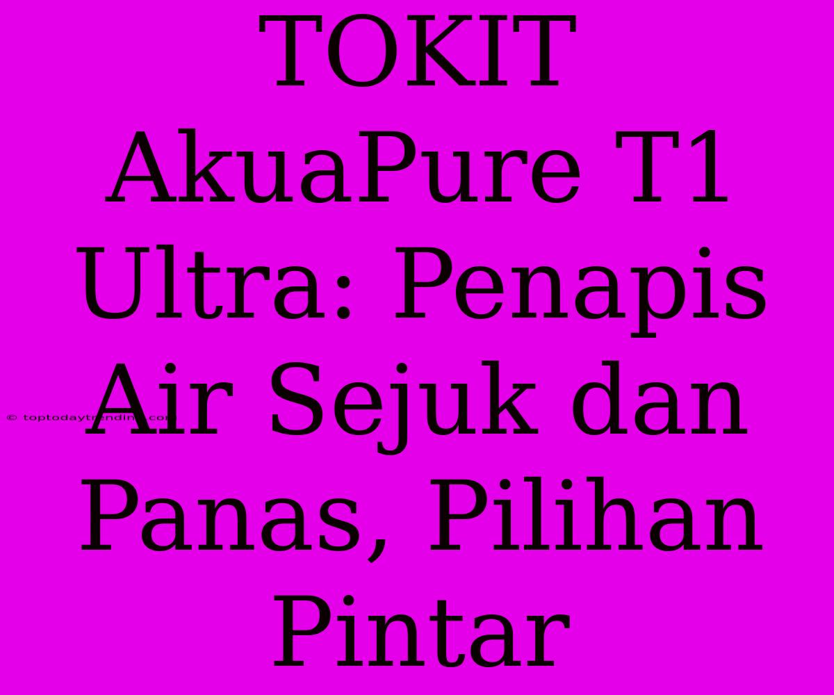 TOKIT AkuaPure T1 Ultra: Penapis Air Sejuk Dan Panas, Pilihan Pintar