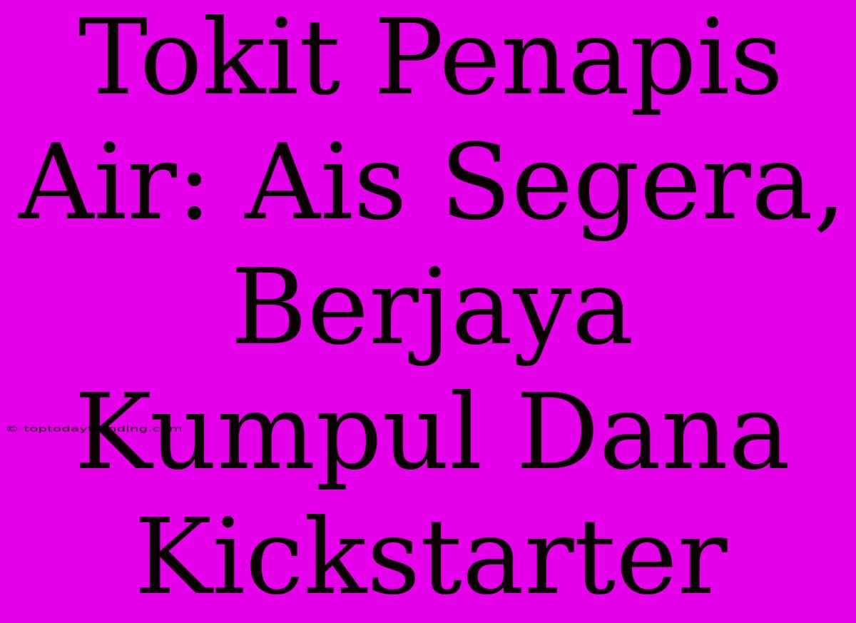 Tokit Penapis Air: Ais Segera, Berjaya Kumpul Dana Kickstarter