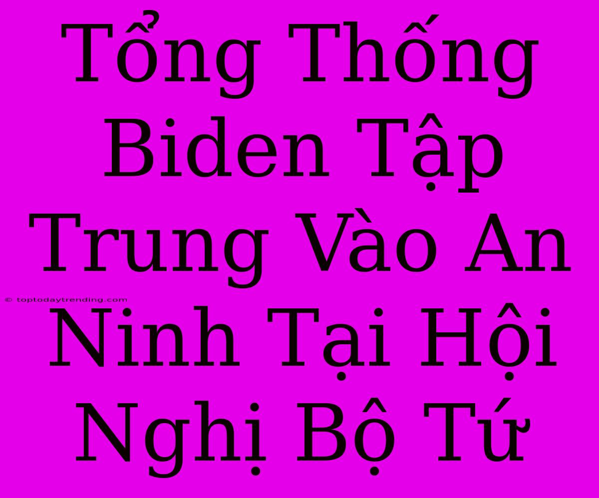 Tổng Thống Biden Tập Trung Vào An Ninh Tại Hội Nghị Bộ Tứ