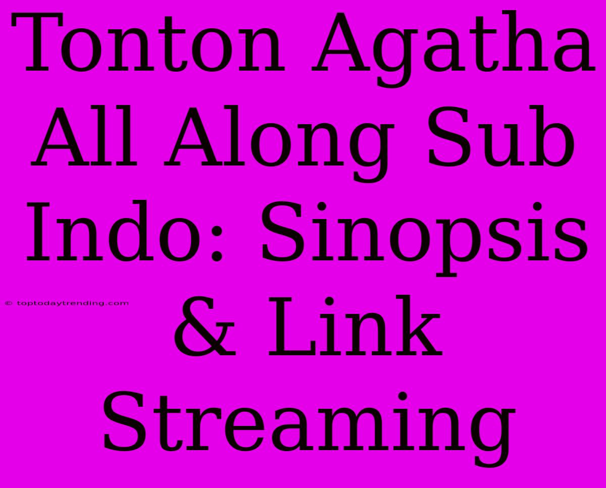 Tonton Agatha All Along Sub Indo: Sinopsis & Link Streaming