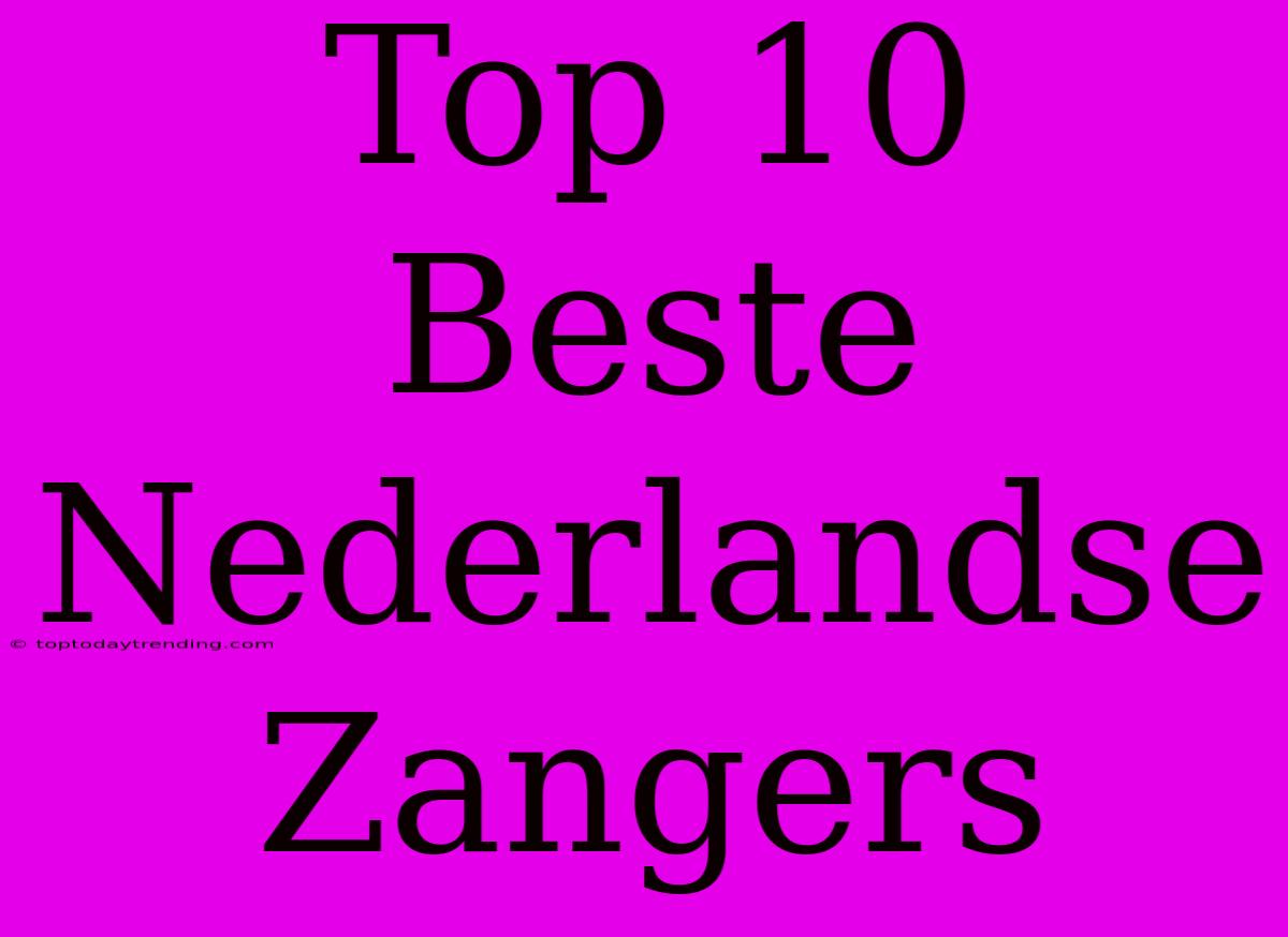 Top 10 Beste Nederlandse Zangers