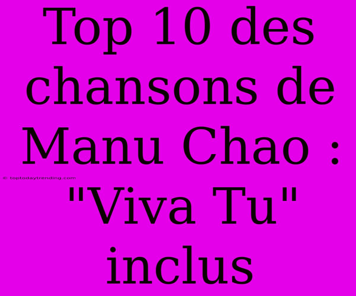 Top 10 Des Chansons De Manu Chao : 