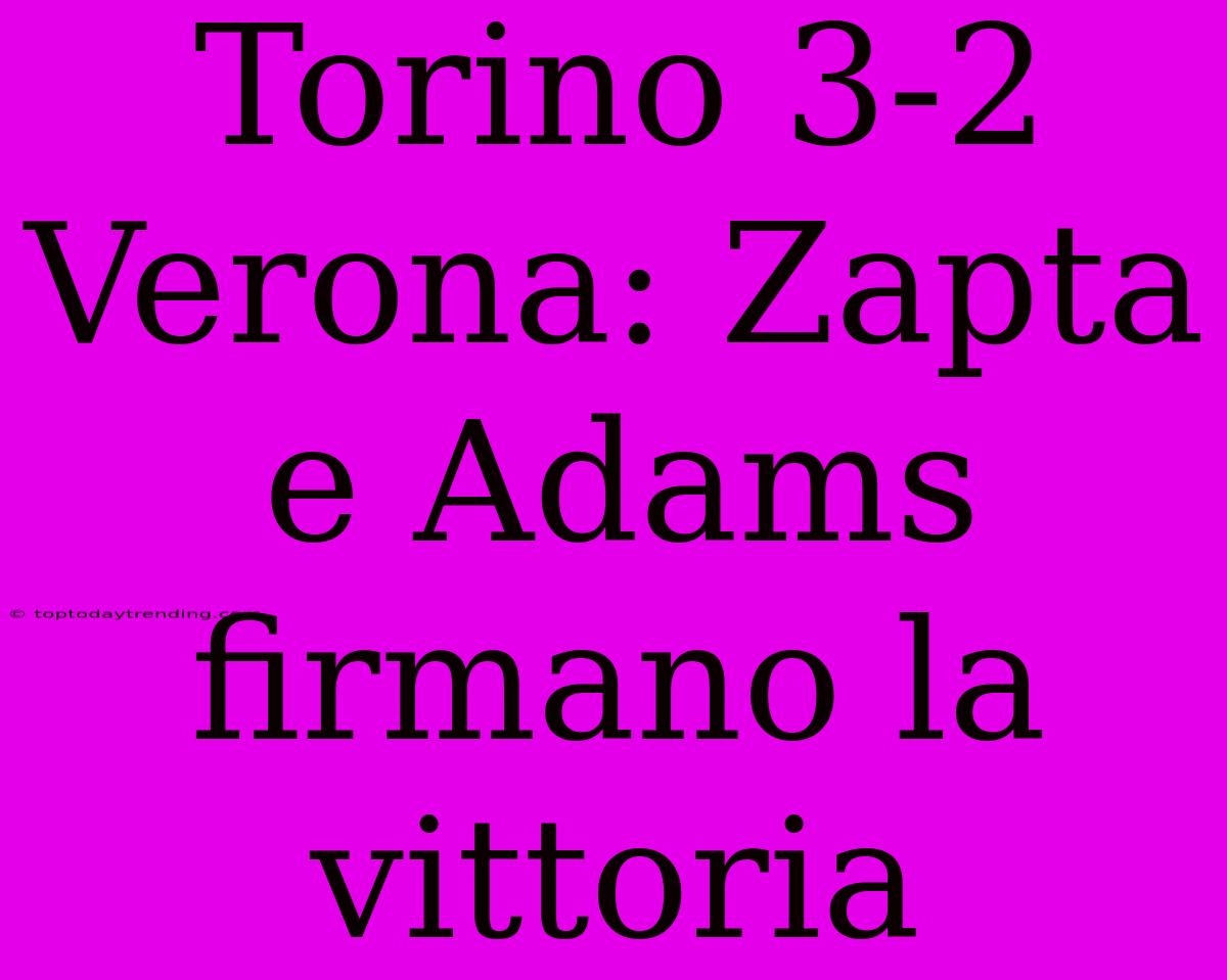 Torino 3-2 Verona: Zapta E Adams Firmano La Vittoria