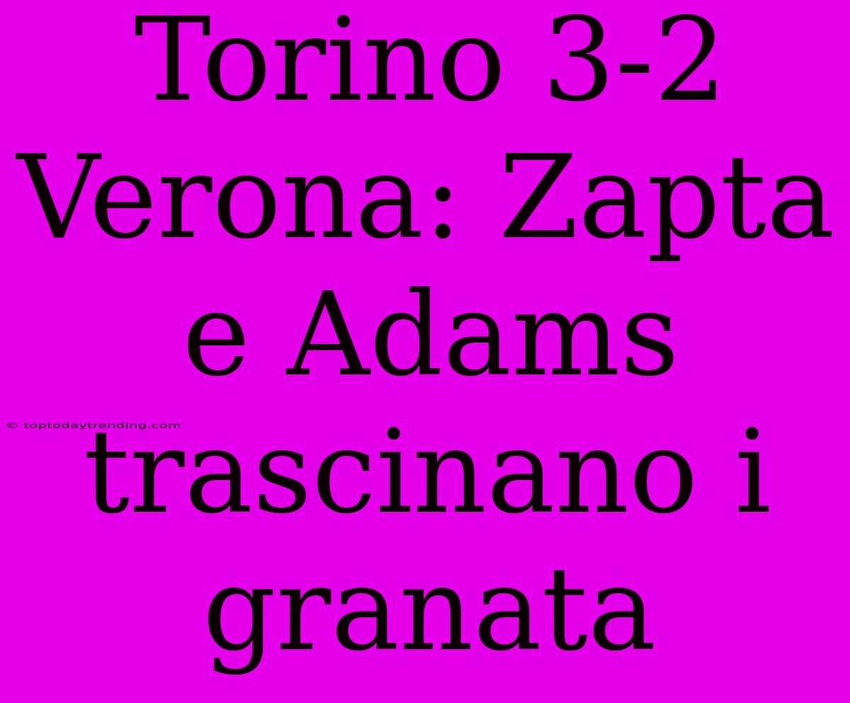 Torino 3-2 Verona: Zapta E Adams Trascinano I Granata