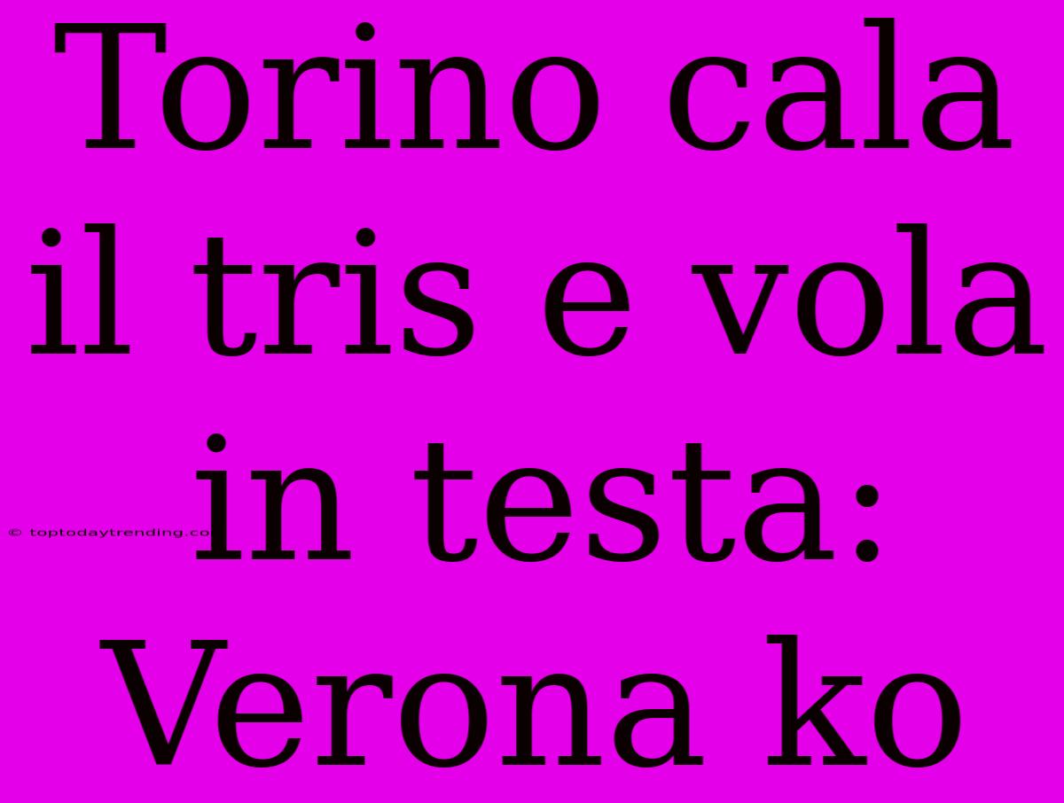 Torino Cala Il Tris E Vola In Testa: Verona Ko