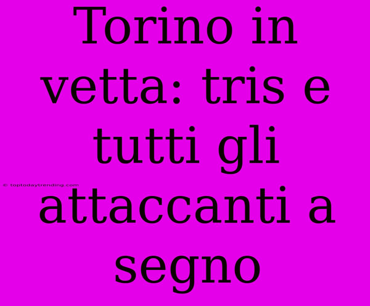 Torino In Vetta: Tris E Tutti Gli Attaccanti A Segno