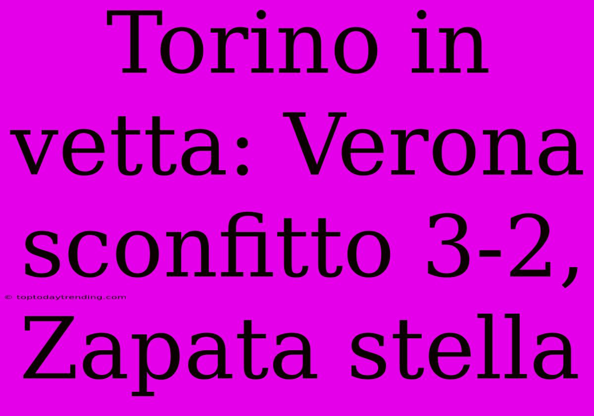 Torino In Vetta: Verona Sconfitto 3-2, Zapata Stella