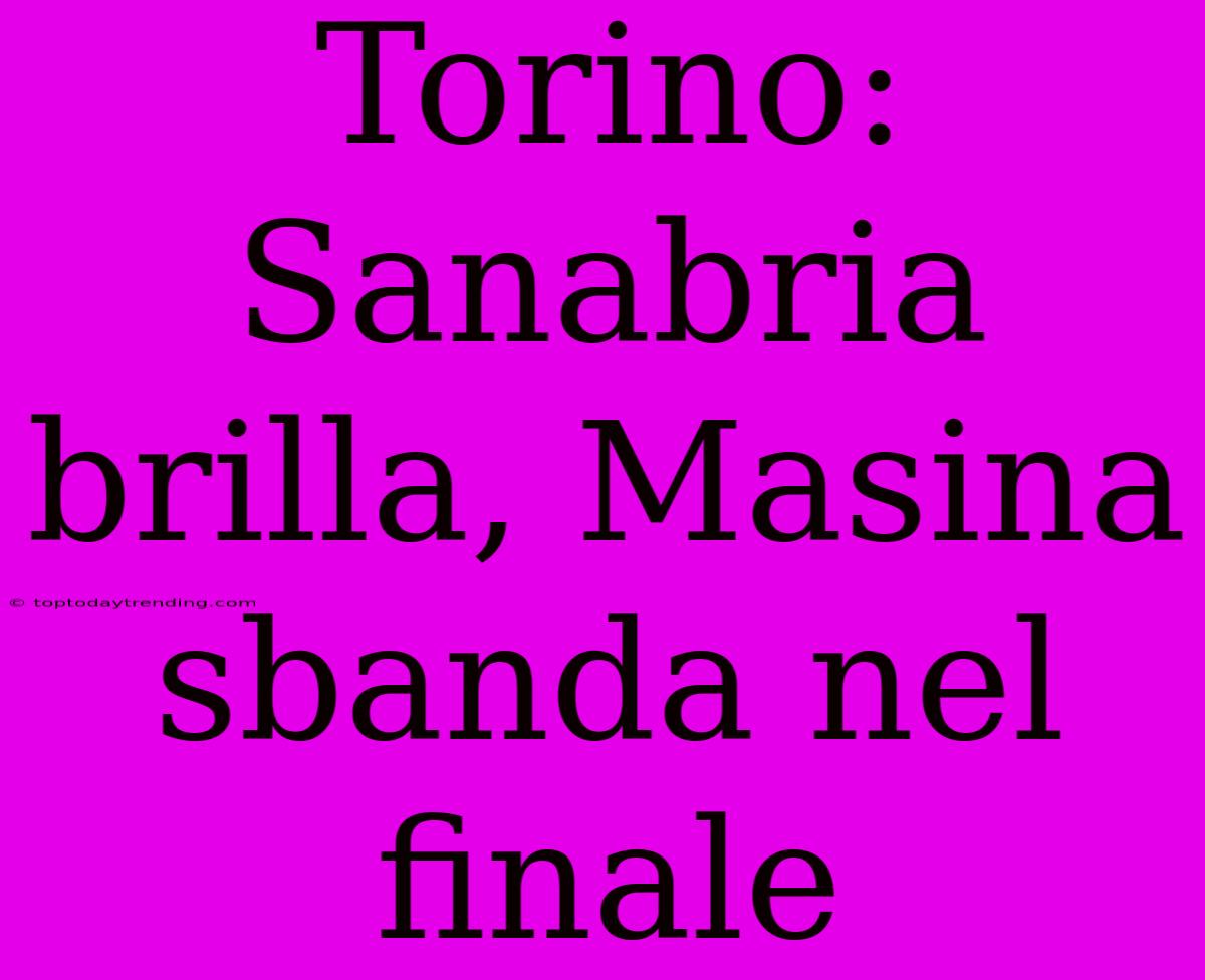 Torino: Sanabria Brilla, Masina Sbanda Nel Finale