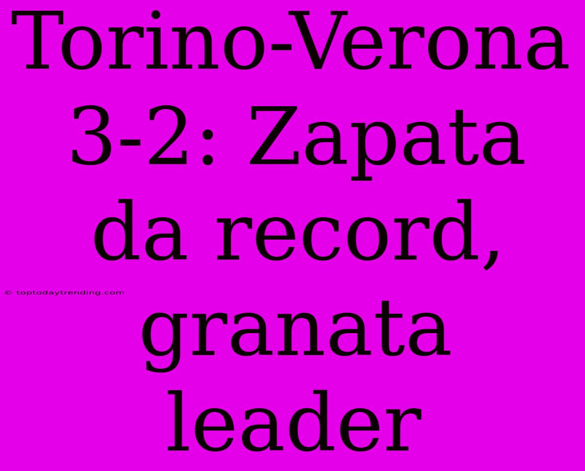 Torino-Verona 3-2: Zapata Da Record, Granata Leader