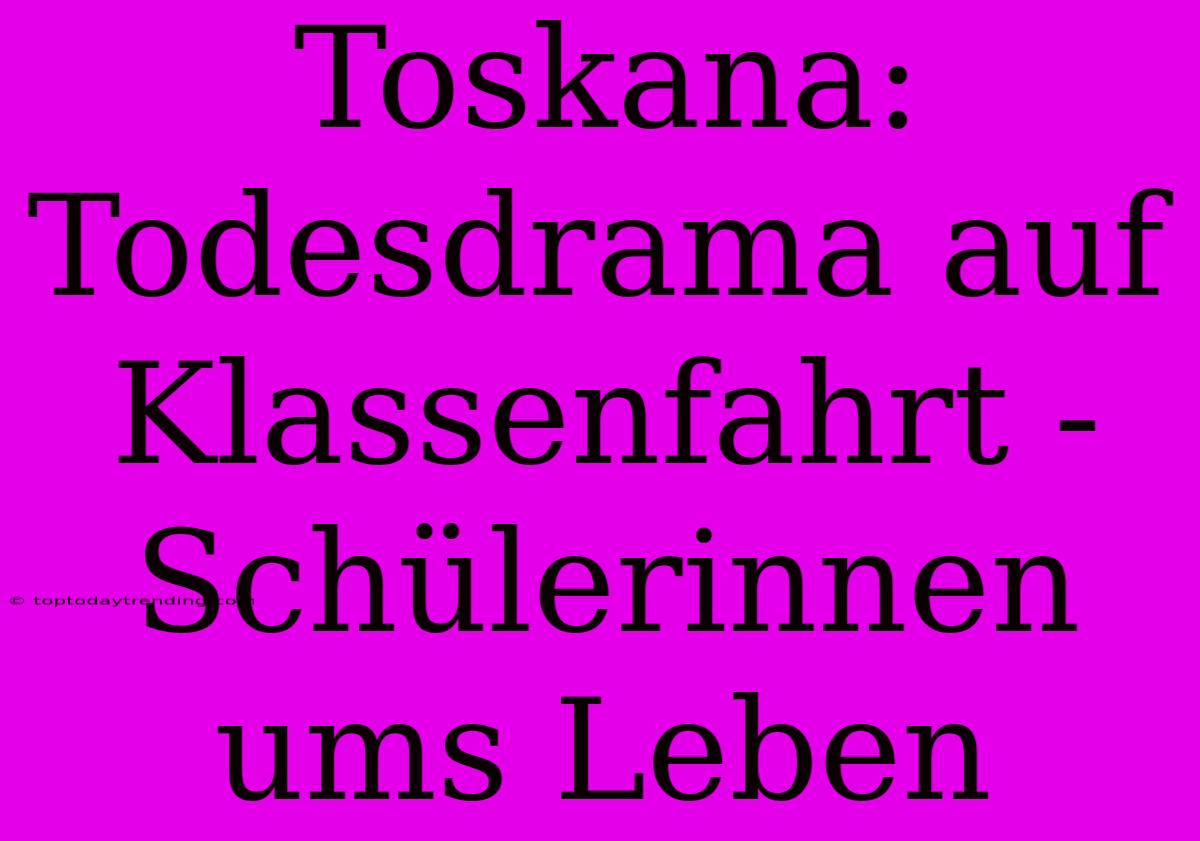 Toskana: Todesdrama Auf Klassenfahrt - Schülerinnen Ums Leben