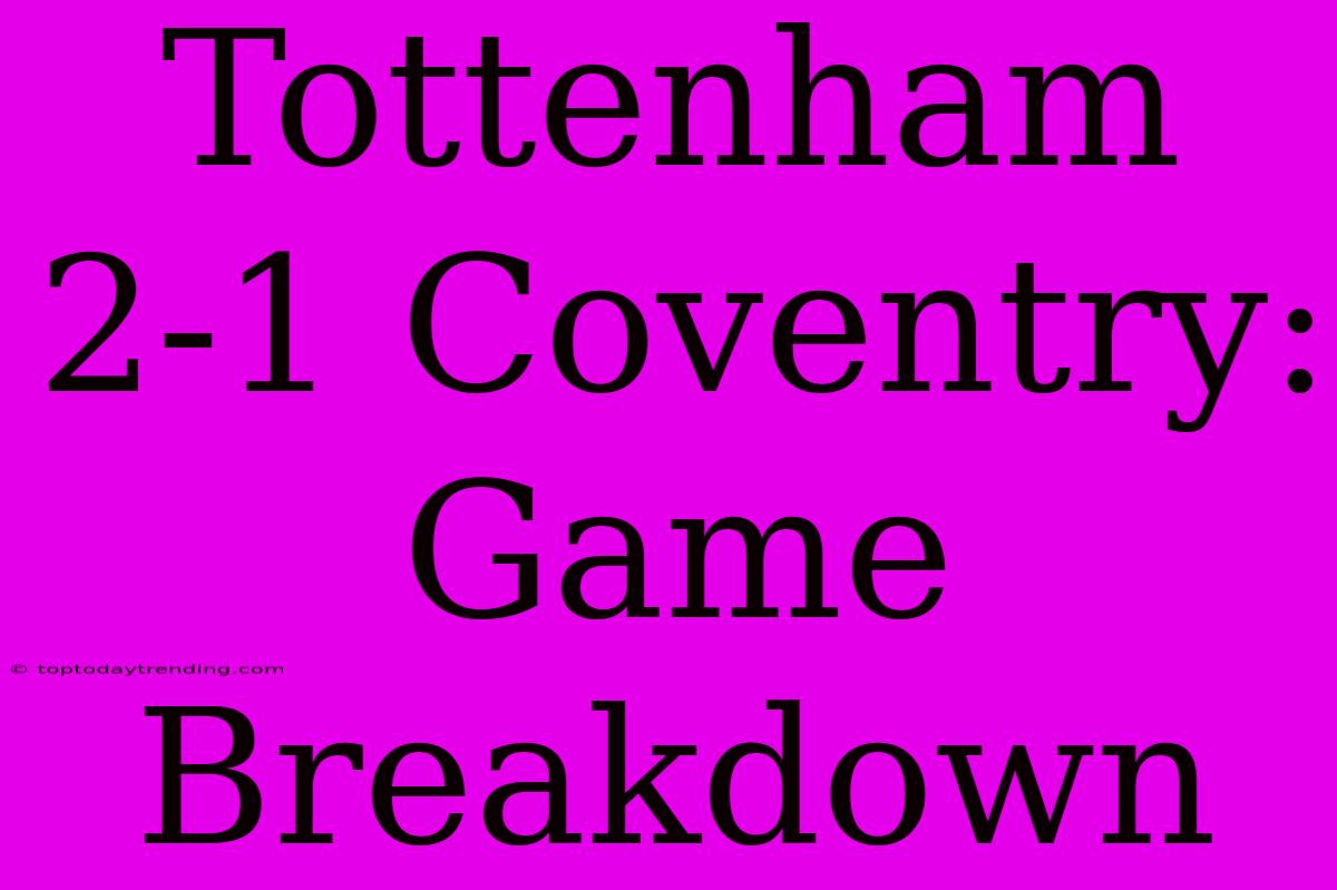 Tottenham 2-1 Coventry: Game Breakdown