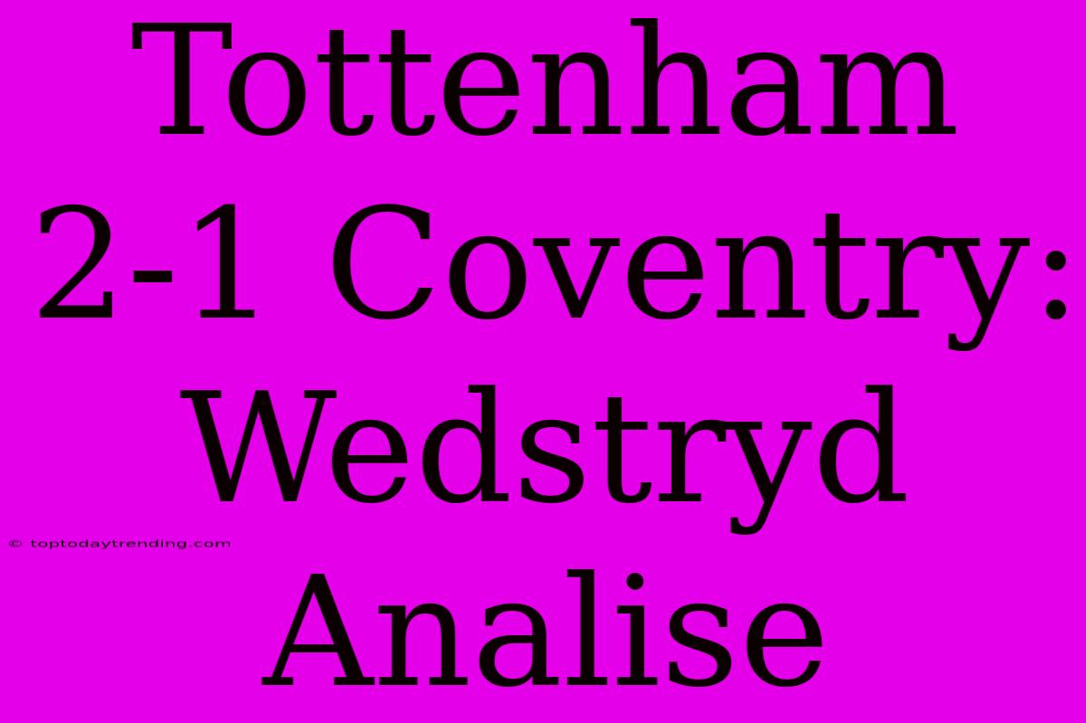 Tottenham 2-1 Coventry: Wedstryd Analise