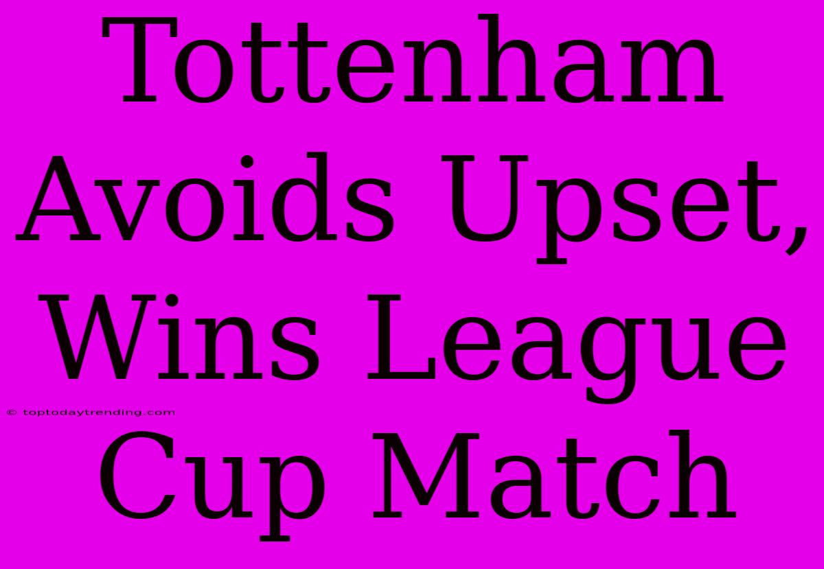 Tottenham Avoids Upset, Wins League Cup Match