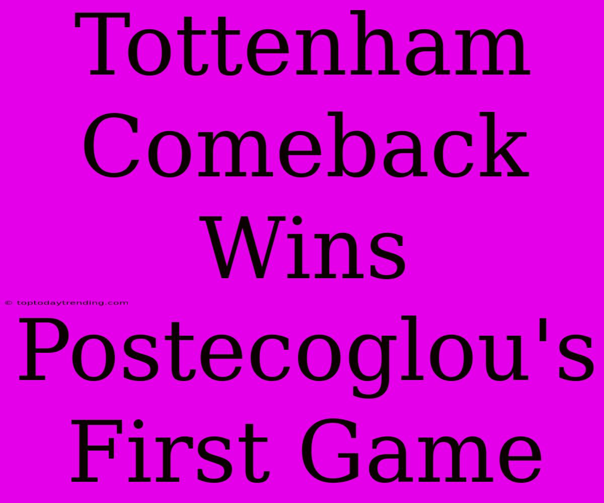 Tottenham Comeback Wins Postecoglou's First Game