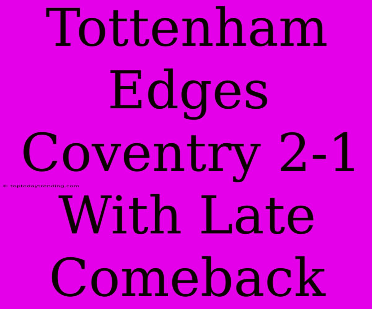 Tottenham Edges Coventry 2-1 With Late Comeback