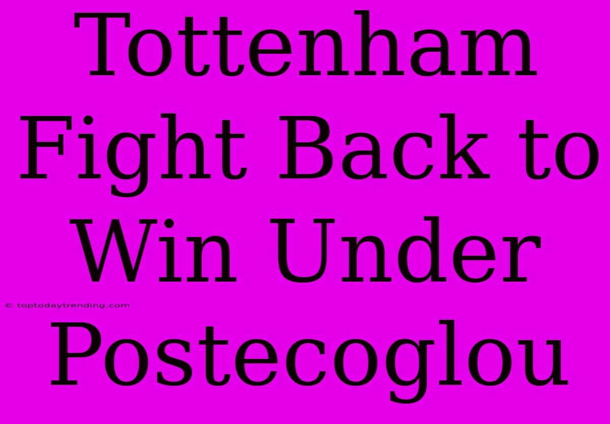 Tottenham Fight Back To Win Under Postecoglou