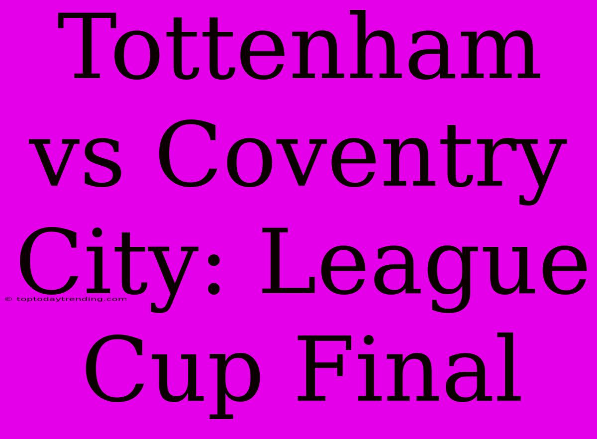 Tottenham Vs Coventry City: League Cup Final