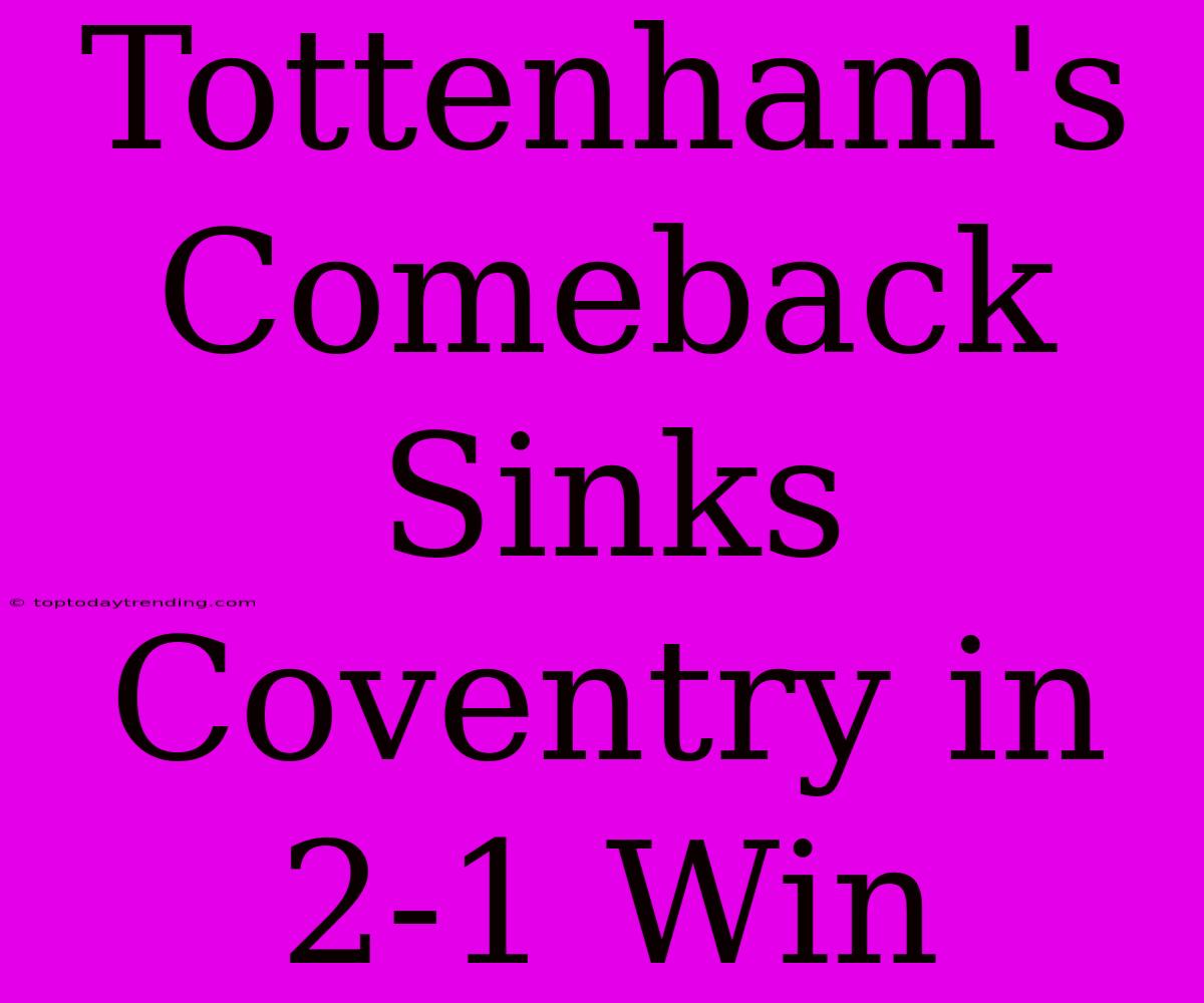 Tottenham's Comeback Sinks Coventry In 2-1 Win