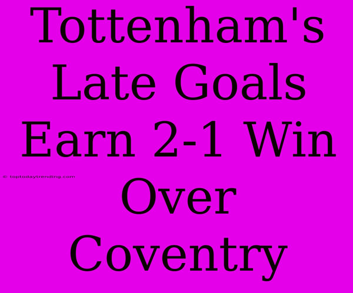 Tottenham's Late Goals Earn 2-1 Win Over Coventry