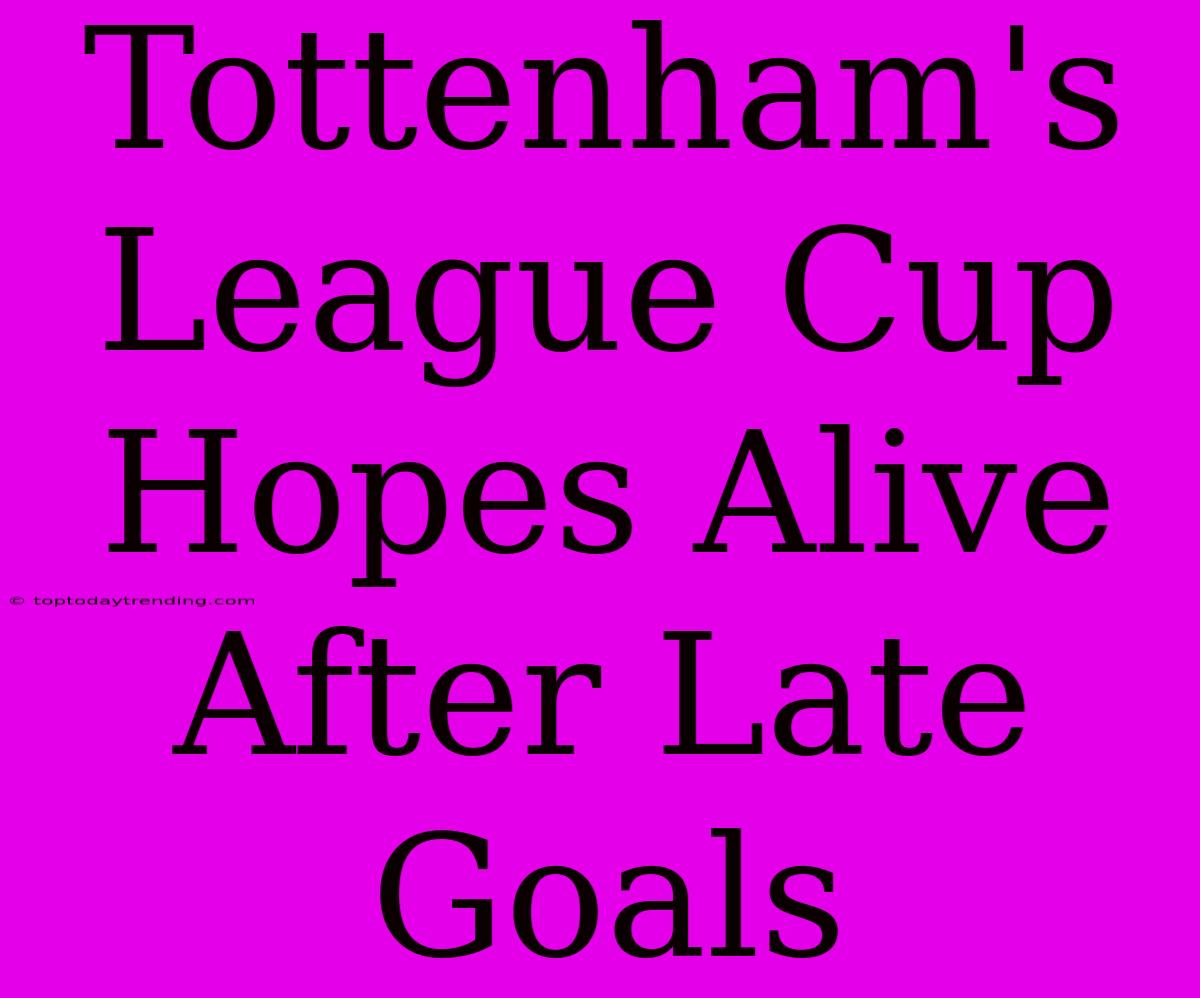 Tottenham's League Cup Hopes Alive After Late Goals