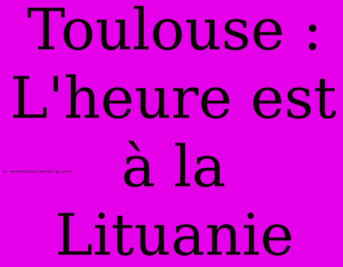 Toulouse : L'heure Est À La Lituanie