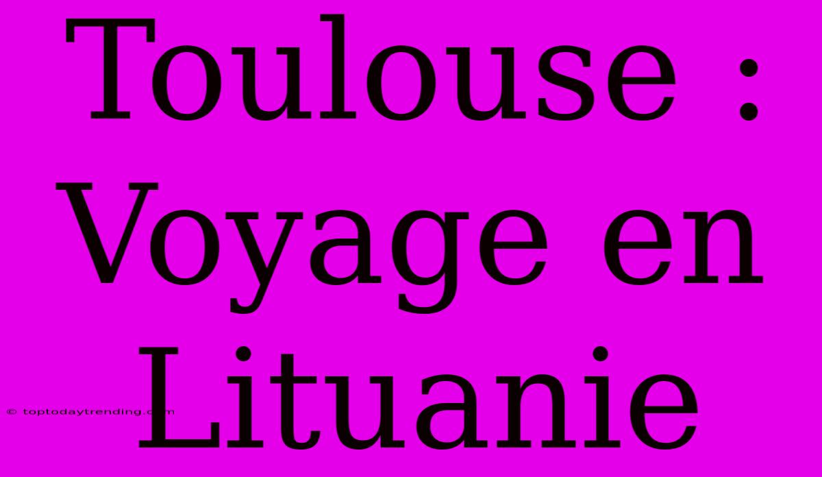 Toulouse :  Voyage En Lituanie