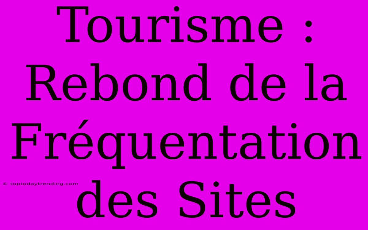 Tourisme : Rebond De La Fréquentation Des Sites