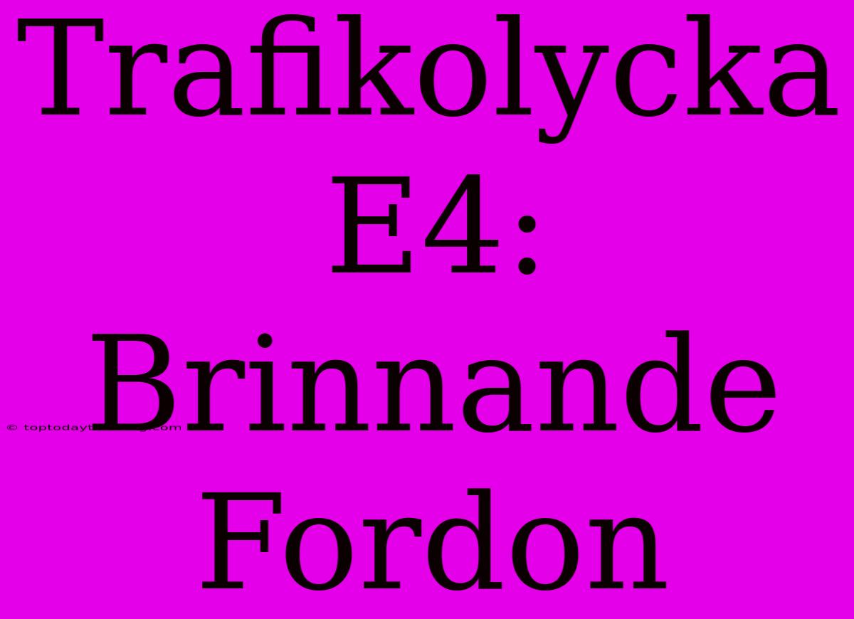 Trafikolycka E4: Brinnande Fordon