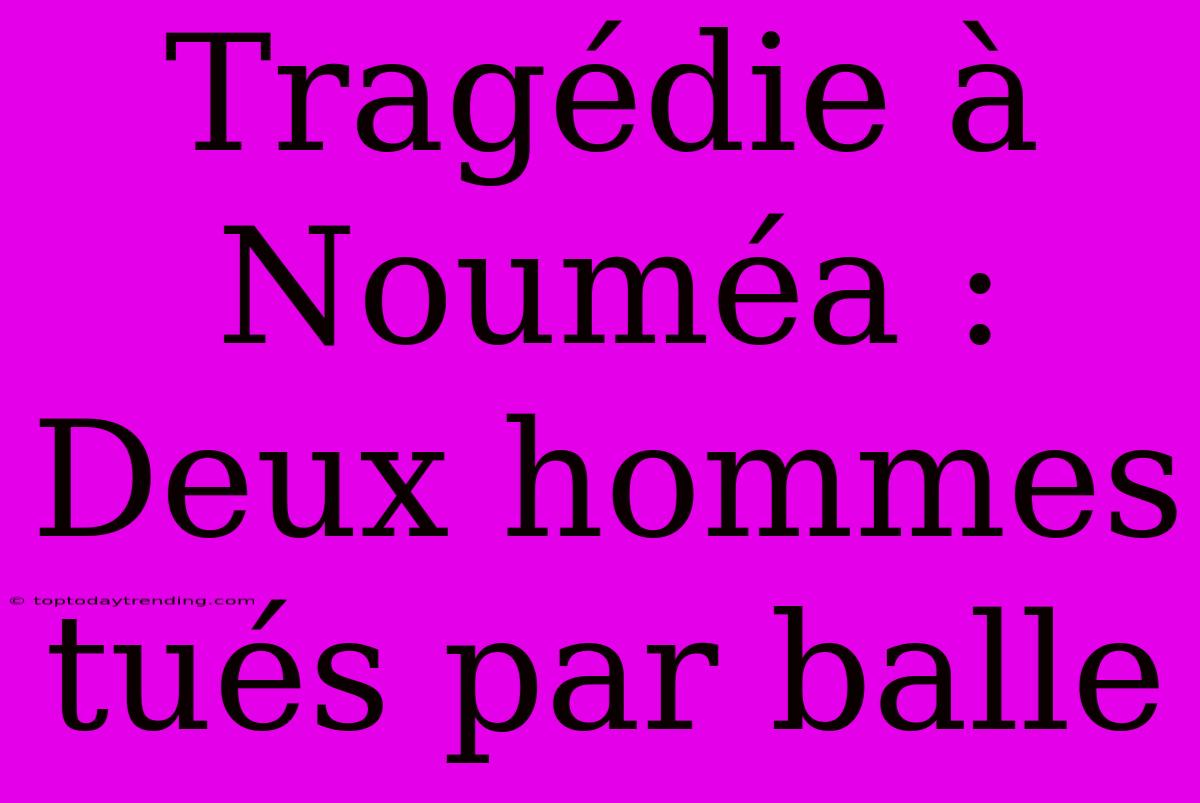 Tragédie À Nouméa : Deux Hommes Tués Par Balle