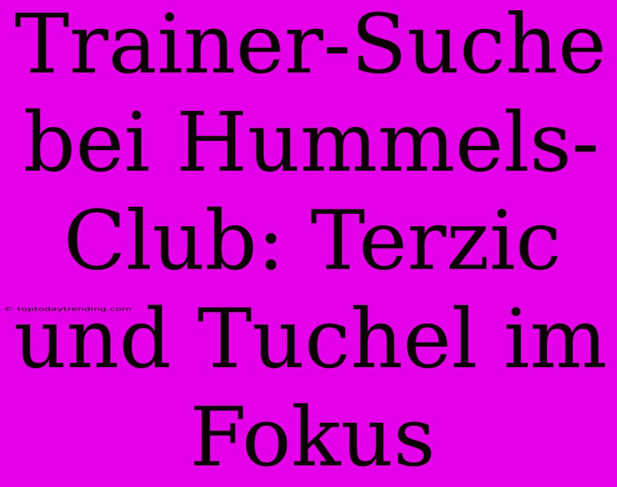 Trainer-Suche Bei Hummels-Club: Terzic Und Tuchel Im Fokus