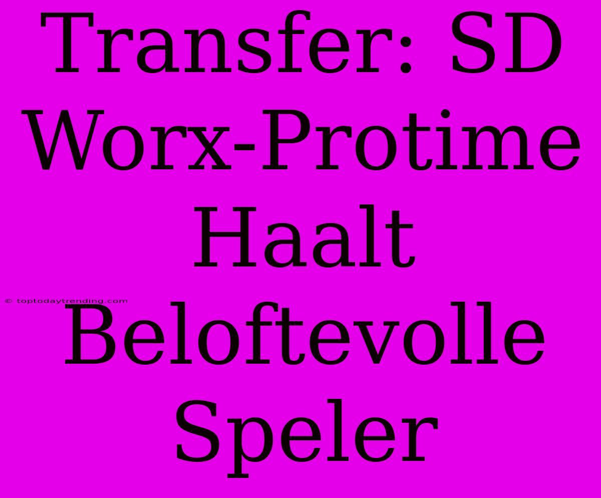 Transfer: SD Worx-Protime Haalt Beloftevolle Speler