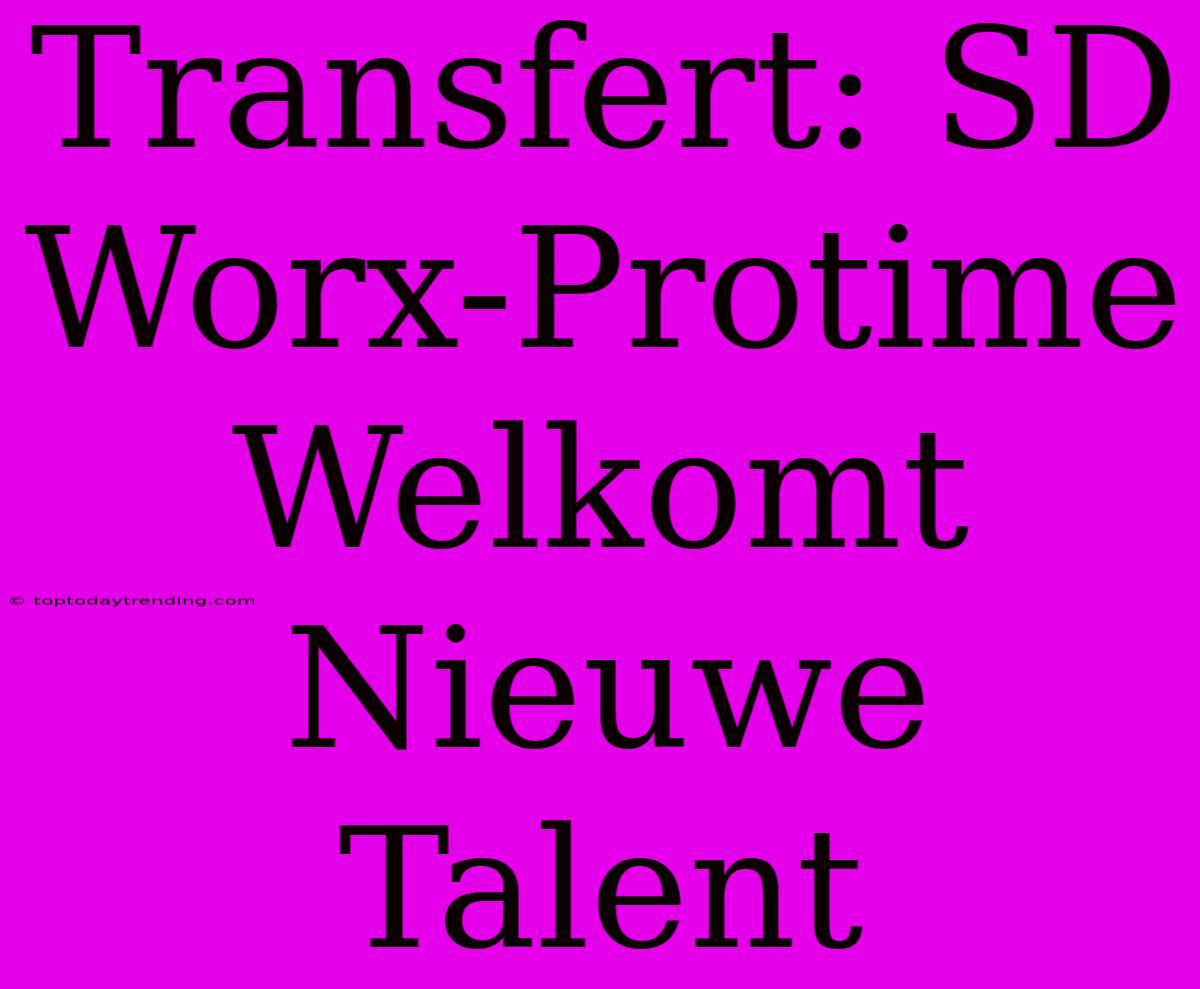 Transfert: SD Worx-Protime Welkomt Nieuwe Talent