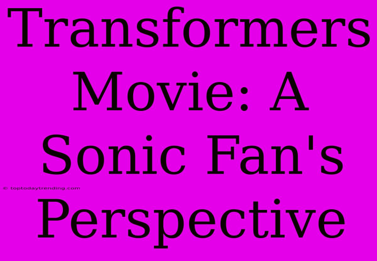 Transformers Movie: A Sonic Fan's Perspective