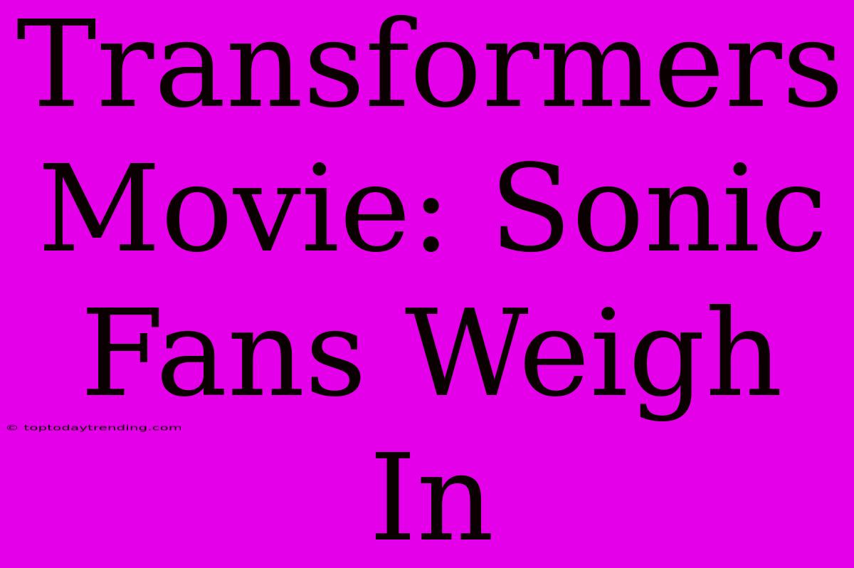 Transformers Movie: Sonic Fans Weigh In