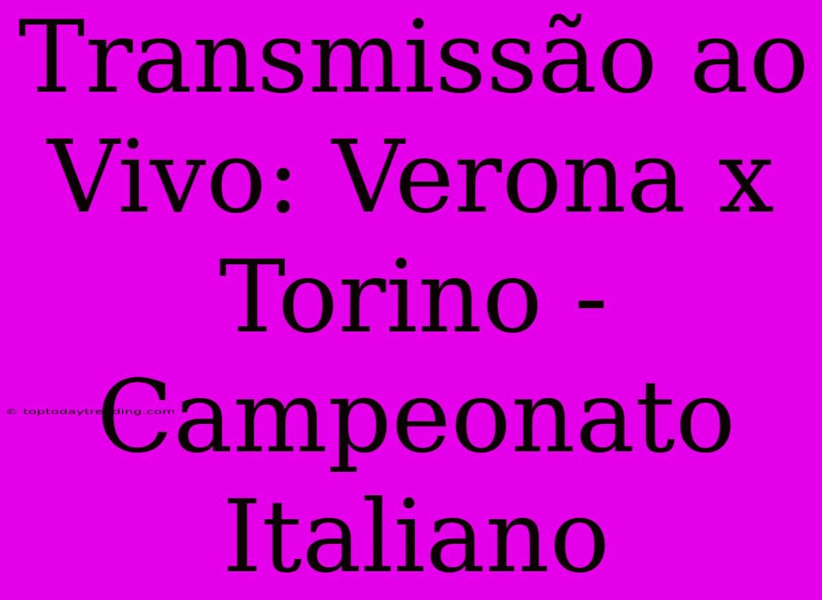 Transmissão Ao Vivo: Verona X Torino - Campeonato Italiano