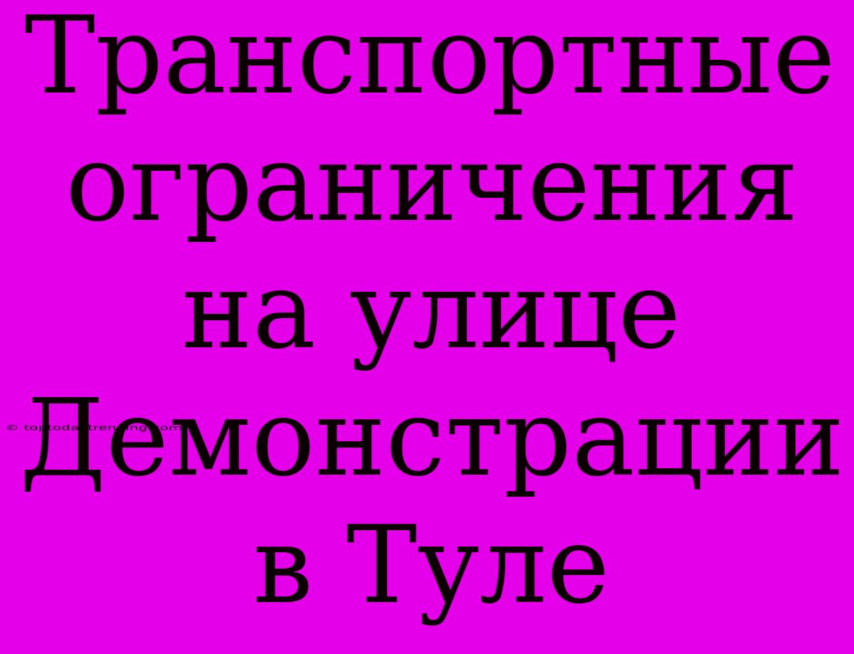 Транспортные Ограничения На Улице Демонстрации В Туле