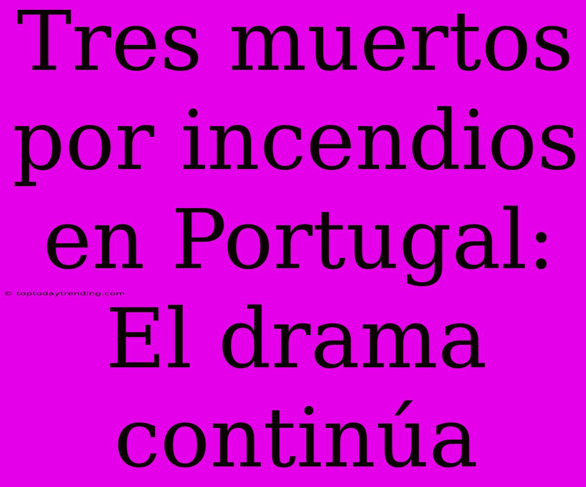 Tres Muertos Por Incendios En Portugal: El Drama Continúa