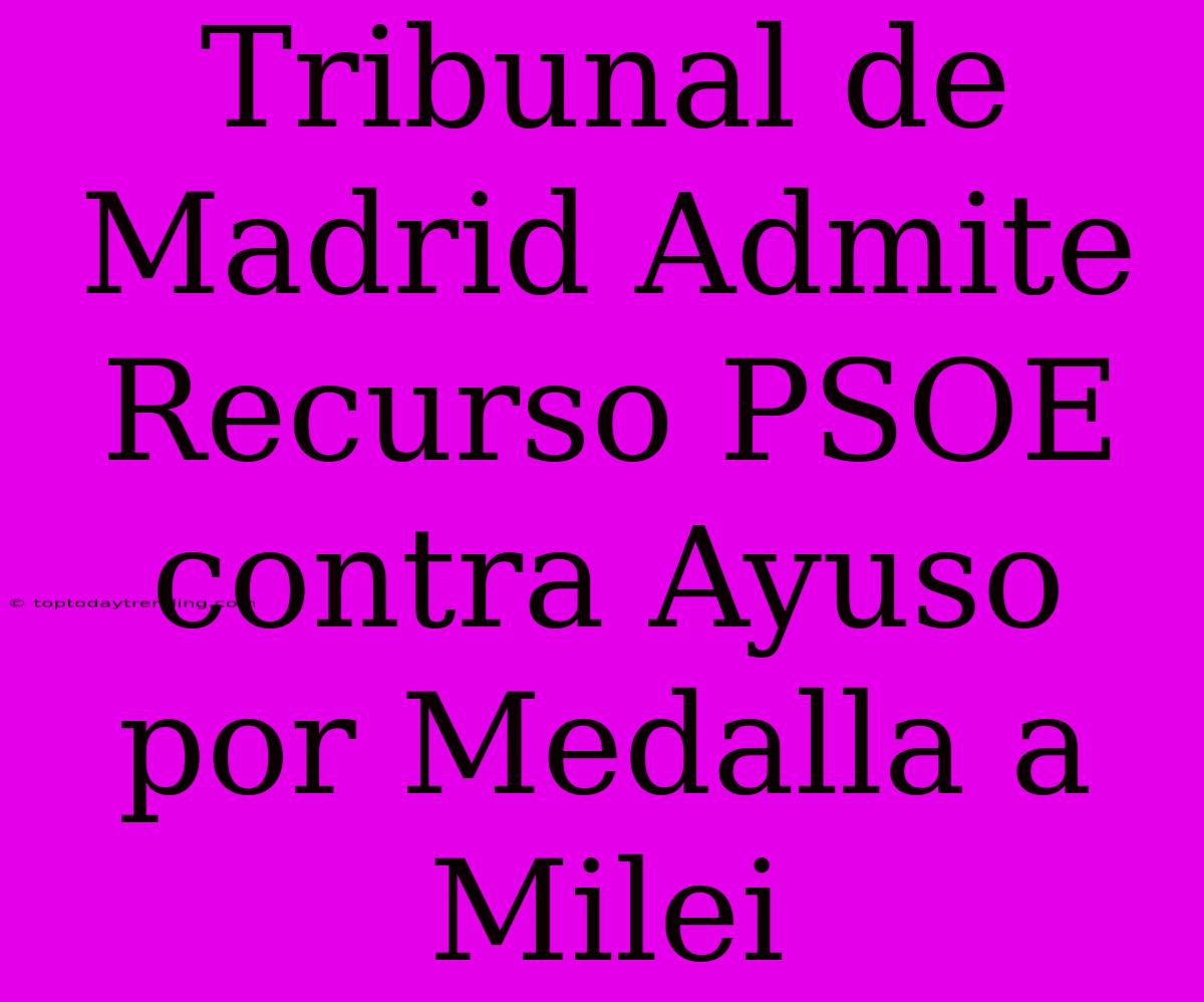 Tribunal De Madrid Admite Recurso PSOE Contra Ayuso Por Medalla A Milei